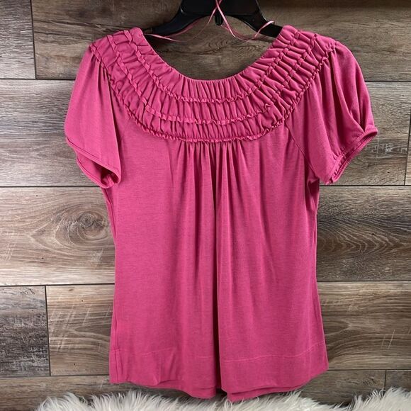 Elle Ladies Tiered Scoop Neckline Top, Ladies Size XS, Dusty Rose Pink - Picture 4 of 5